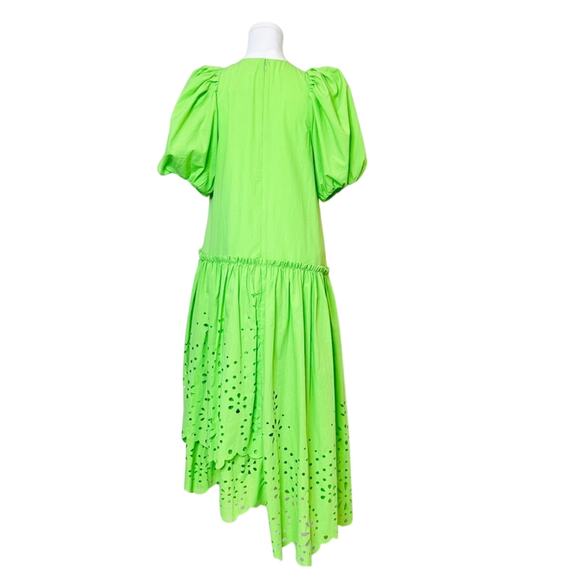 RHODE Lina Midi Dressing Neon Green Ciel Eyelet Size S NWT - Picture 16 of 16